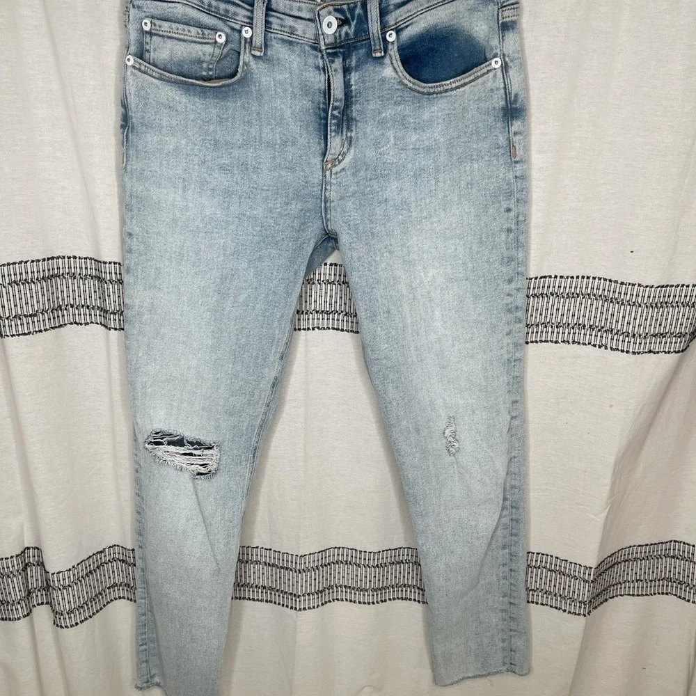 Rag & Bone Cait Mid Rise Skinny Jeans Light Wash Distressed